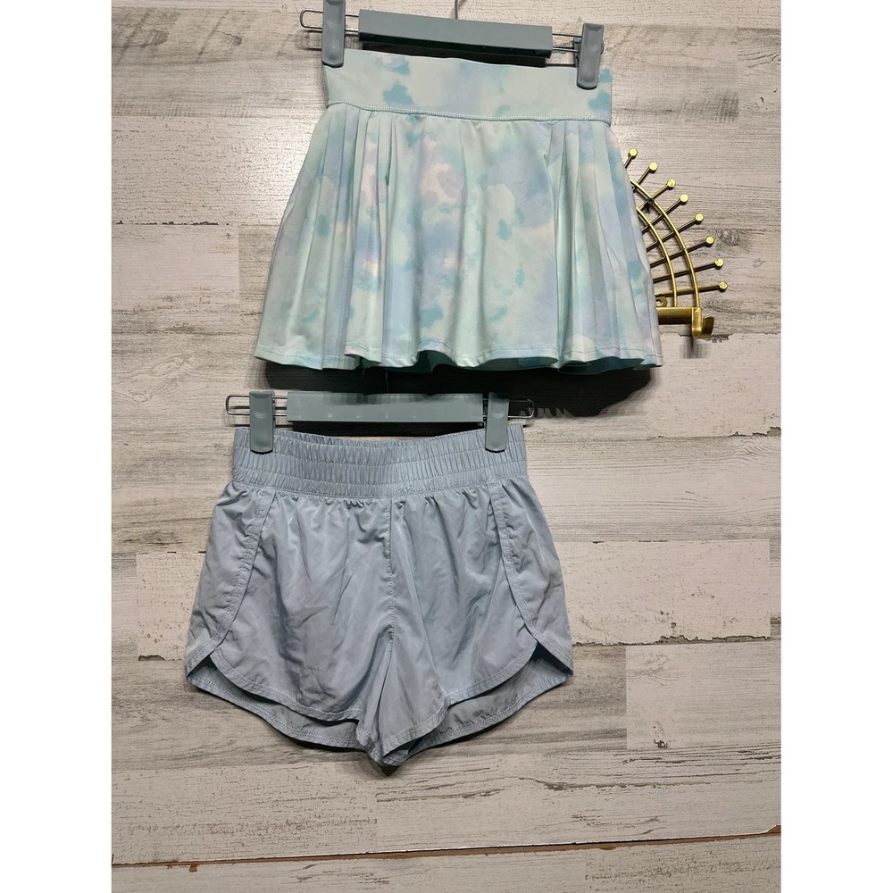 Yogalicious Skort Shorts Bundle Girls Size 10 Blue‎ Tie Dye Athletic EUC